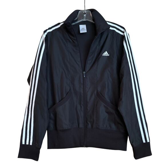 Adidas 3-Stripe Zip Front Long Sleeve Jacket/Sweatshirt, Size Lg, EUC - Picture 1 of 3